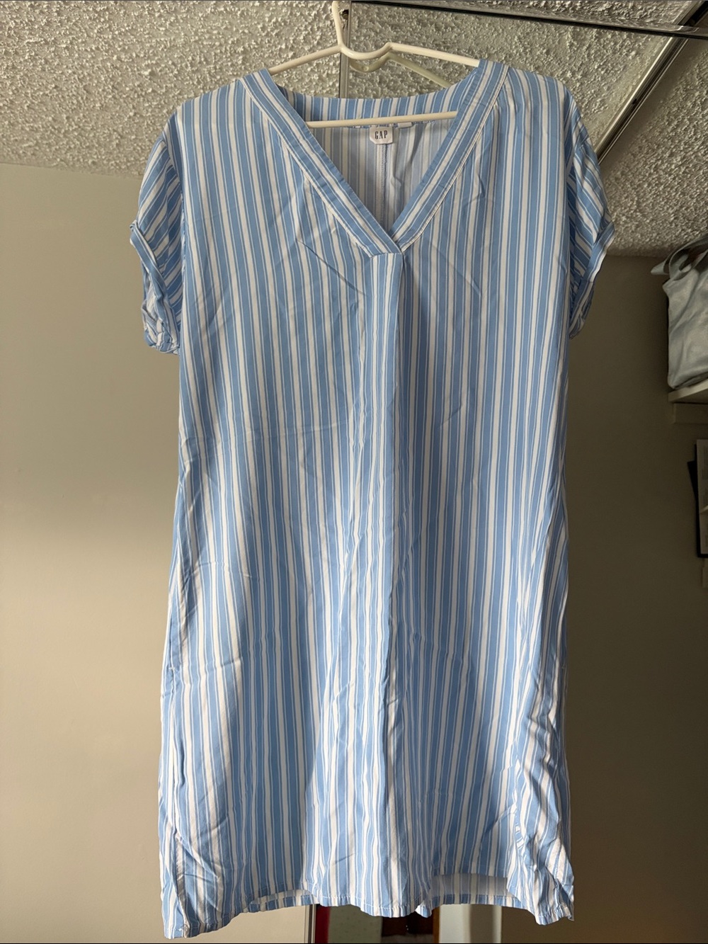 GAP Blue & White Striped V-Neck Midi Dress